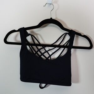 Lululemon Women's Free To Be Wild Athletic Work Out Strappy Sports Bra Navy Blue